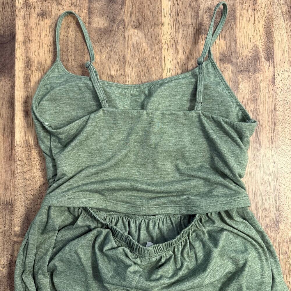 Halara Jumpsuit Adjustable Straps Ruched Wide Leg Light Green Floral Yarn Small - Picture 13 of 14